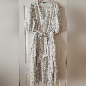 Floral White Tiered Spring Dress